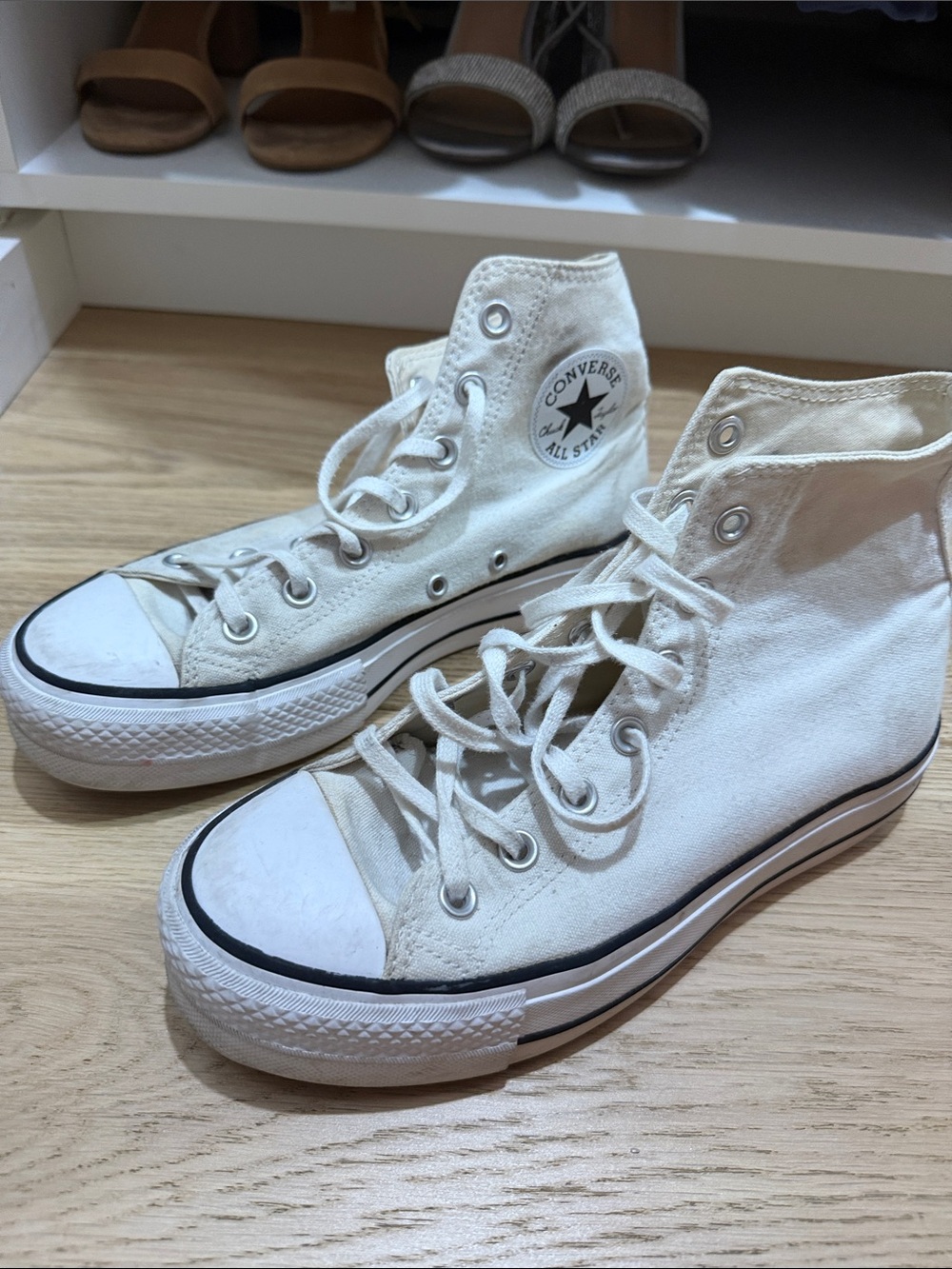 Converse High Top Sneakers in Off-White Canvas